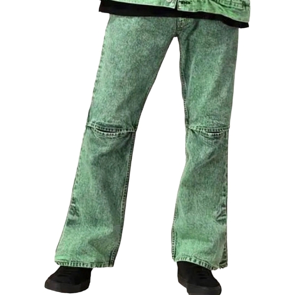 JieDa Jeans Slit Denim Pants Chemical Mint Green Made in Japan Size 1 - Picture 11 of 16